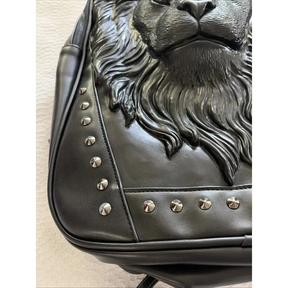 Designer 3D Lion Head Backpack Unisex School Fashion Casual Travel Black
